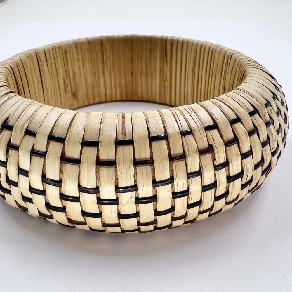 Tan & Brown Natural Woven Bangle Bracelet - Picture 5 of 5